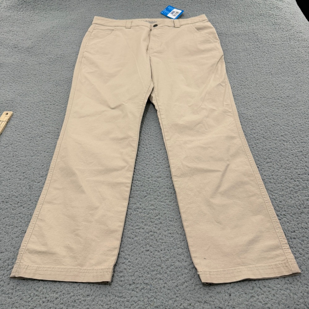Columbia Mens Active Fit Straight Leg Pants 36x30 Tan Khaki Outdoor Hiking NEW